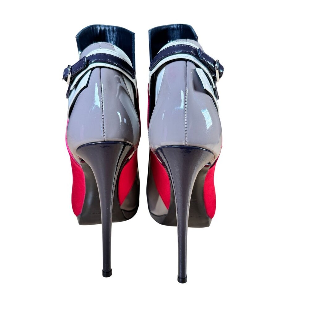 Balenciaga Patent Leather Colorblock Stiletto Ankle Boots Size EU 40 US 10 - Picture 4 of 12